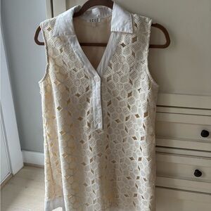 TCEC Cream Sleeveless Crochet Mini Dress Size M